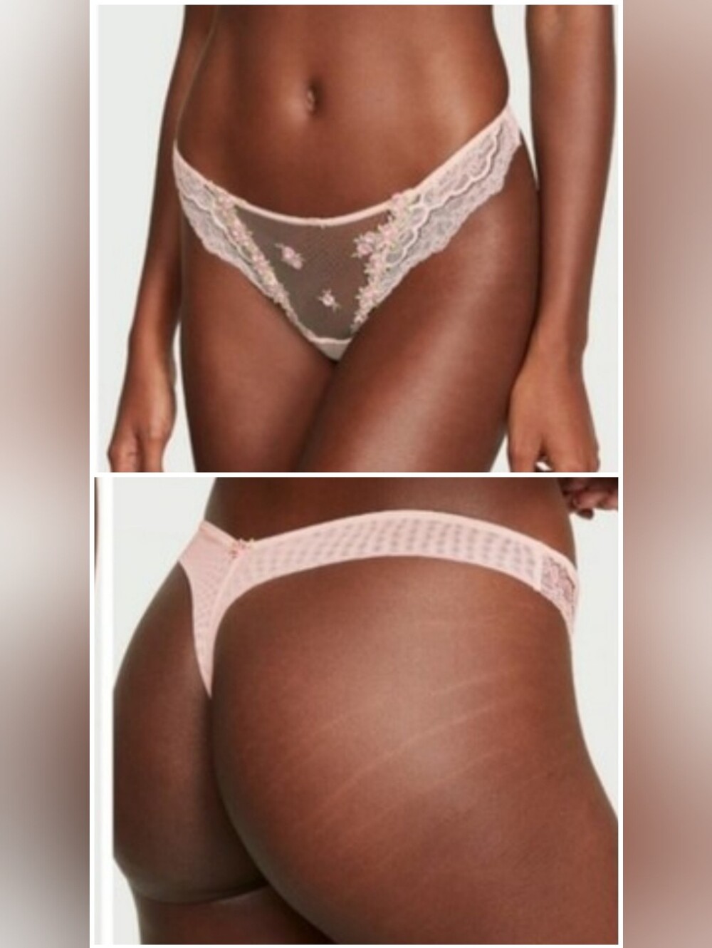 Victoria's secret dream Angel's rosebud embroidery thong panty RARE XLARGE